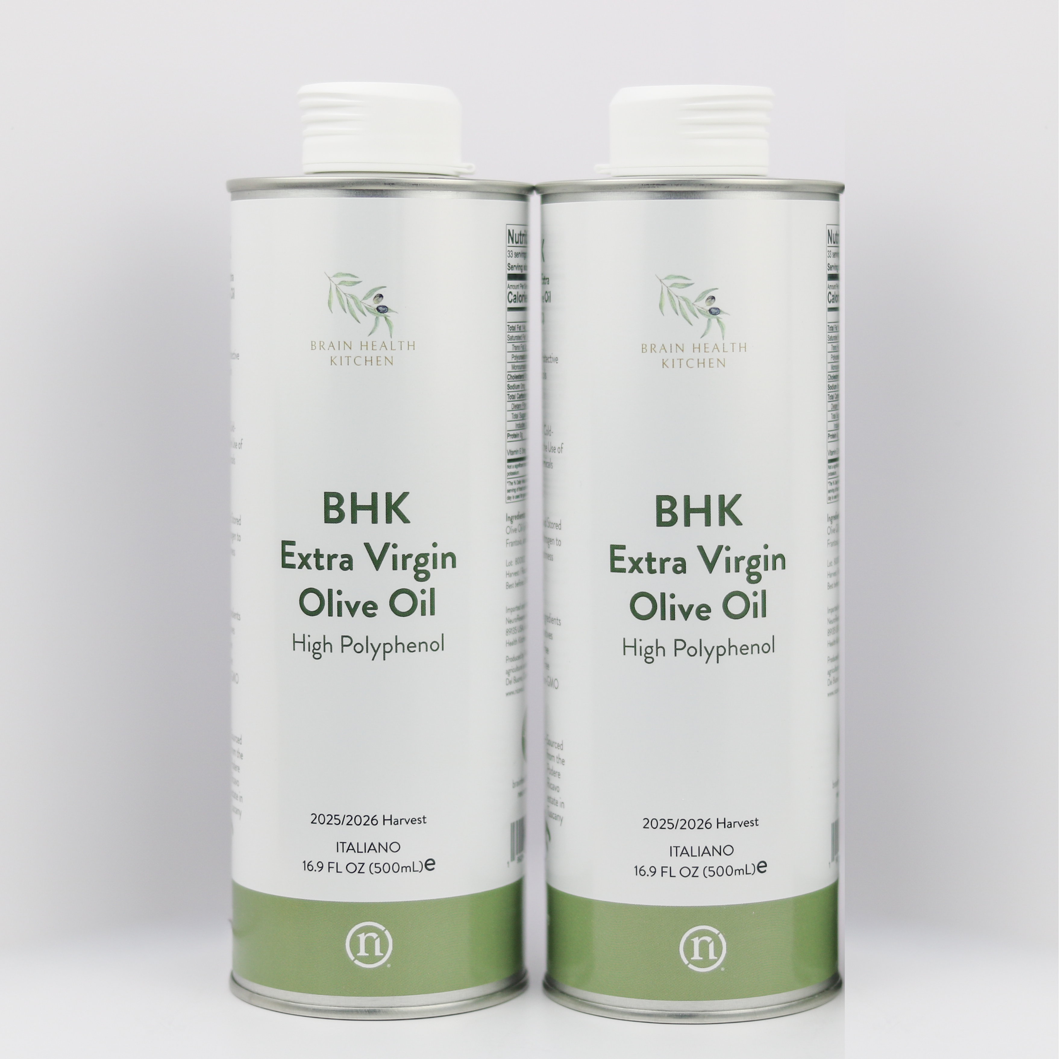 Brain Health Kitchen Extra Virgin Olive Oil, 2 Canisters (500 mL