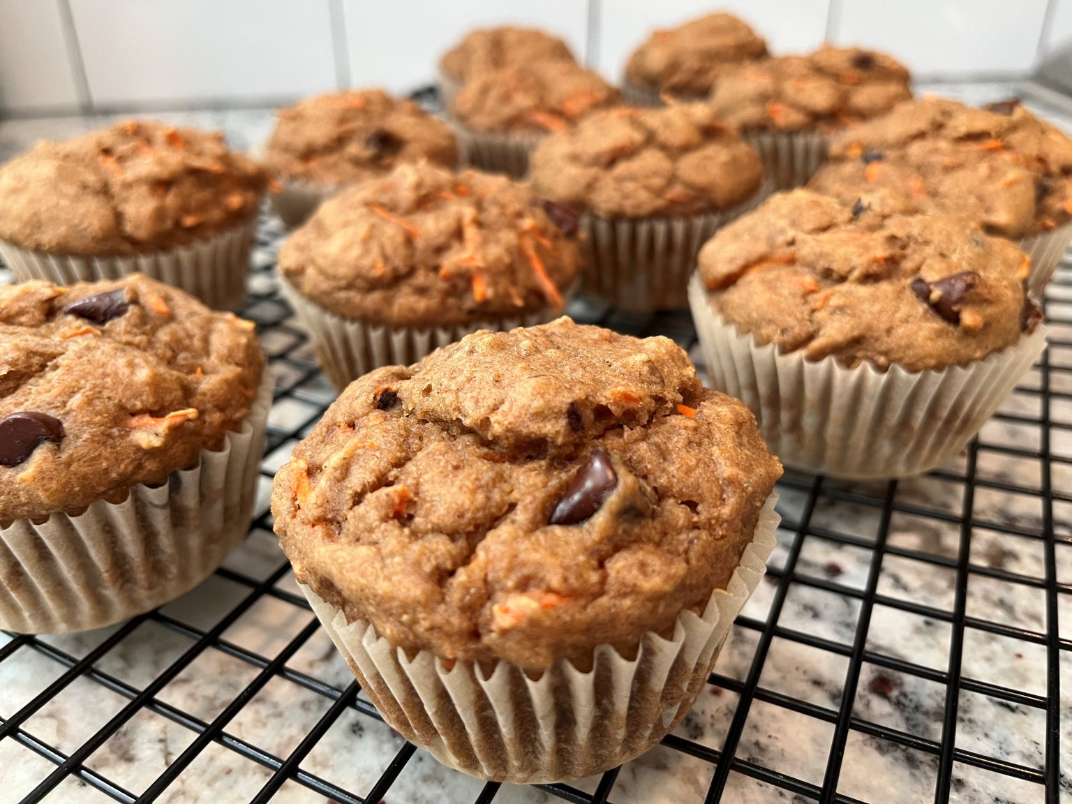 Carrot Lentil Muffins with Dark Chocolate Chips