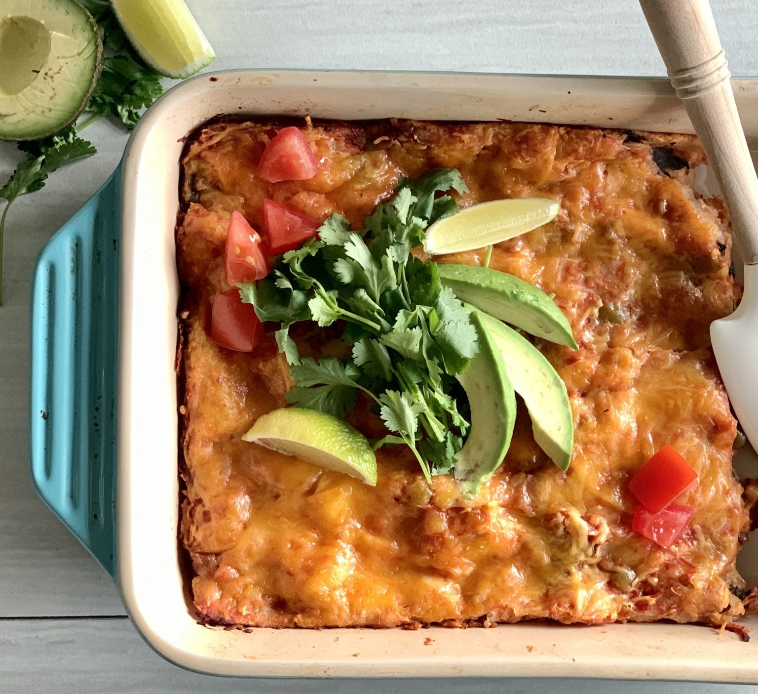 Easy Chicken, Bean and Spinach Enchilada Casserole